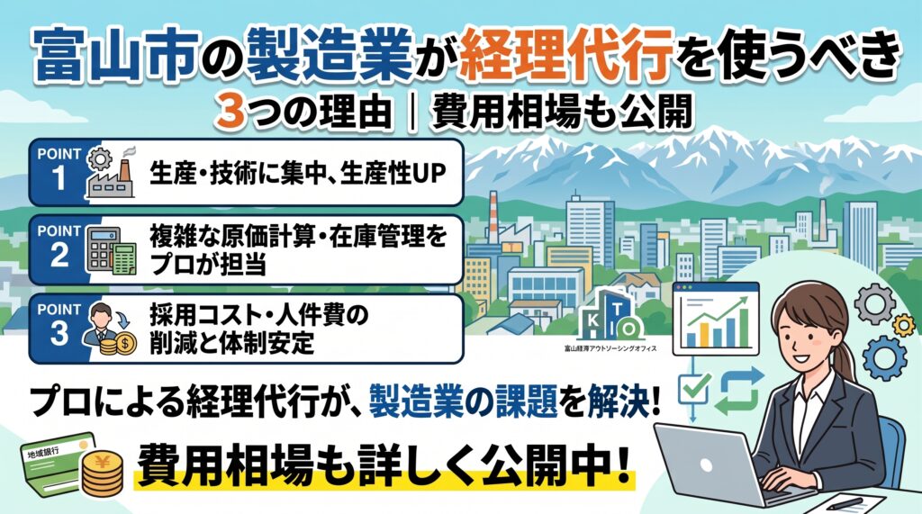 富山市の製造業が経理代行を使うべき3つの理由|費用相場も公開